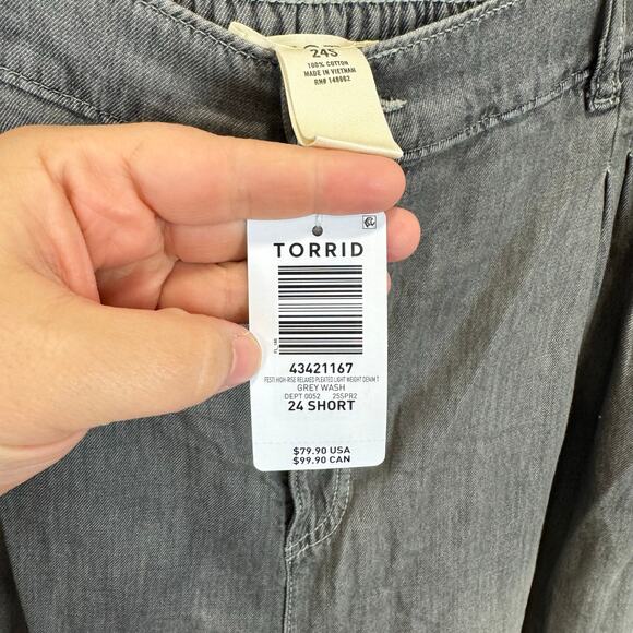 Torrid Festi Plus Size High Rise Relaxed Pleated Wide Leg Jeans Size 24 Short - Picture 5 of 10